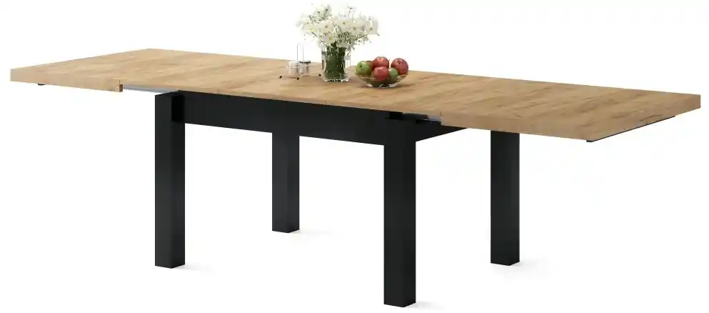 ROYAL jedálenský stôl rozkladací - zlatý dub / čierna, pre 8 osôb | BIANO