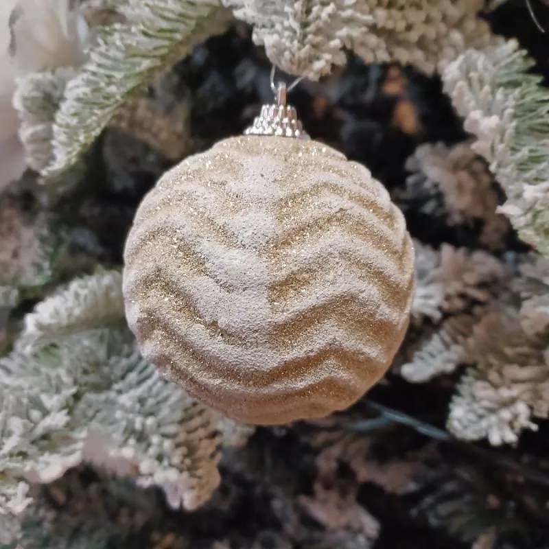 DECOLED Vianočná ozdoba, d. 8 cm, biela, trblietavá