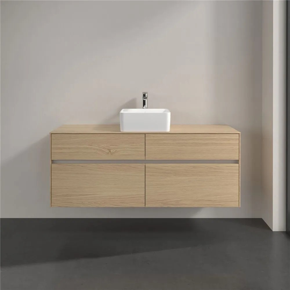 VILLEROY &amp; BOCH Collaro závesná skrinka pod umývadlo na dosku (umývadlo v strede), 4 zásuvky, 1400 x 500 x 548 mm, Nordic Oak, C04500VJ