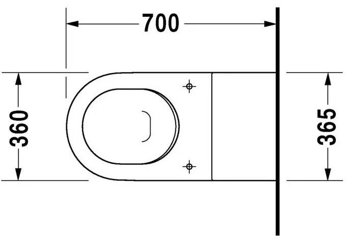 DURAVIT Starck 3 závesné WC s hlbokým splachovaním, 360 mm x 700 mm, s povrchom WonderGliss, 22030900001