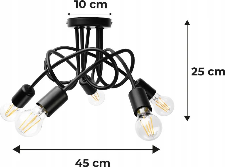 BERGE LOFT 5x E27 zavinovacia závesná lampa