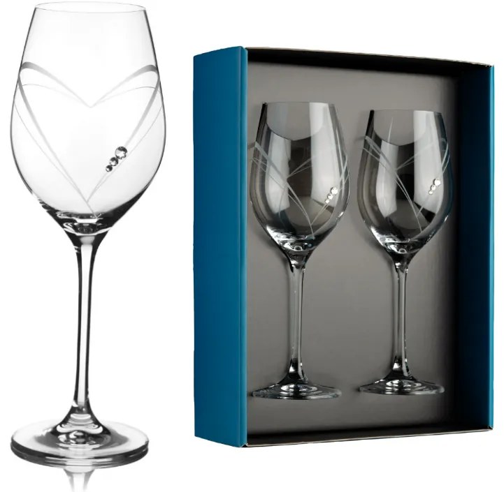 Dekorant Svadobné poháre na biele víno Aphrodite s krystaly Swarovski 360ml 2KS VARIANTA 2