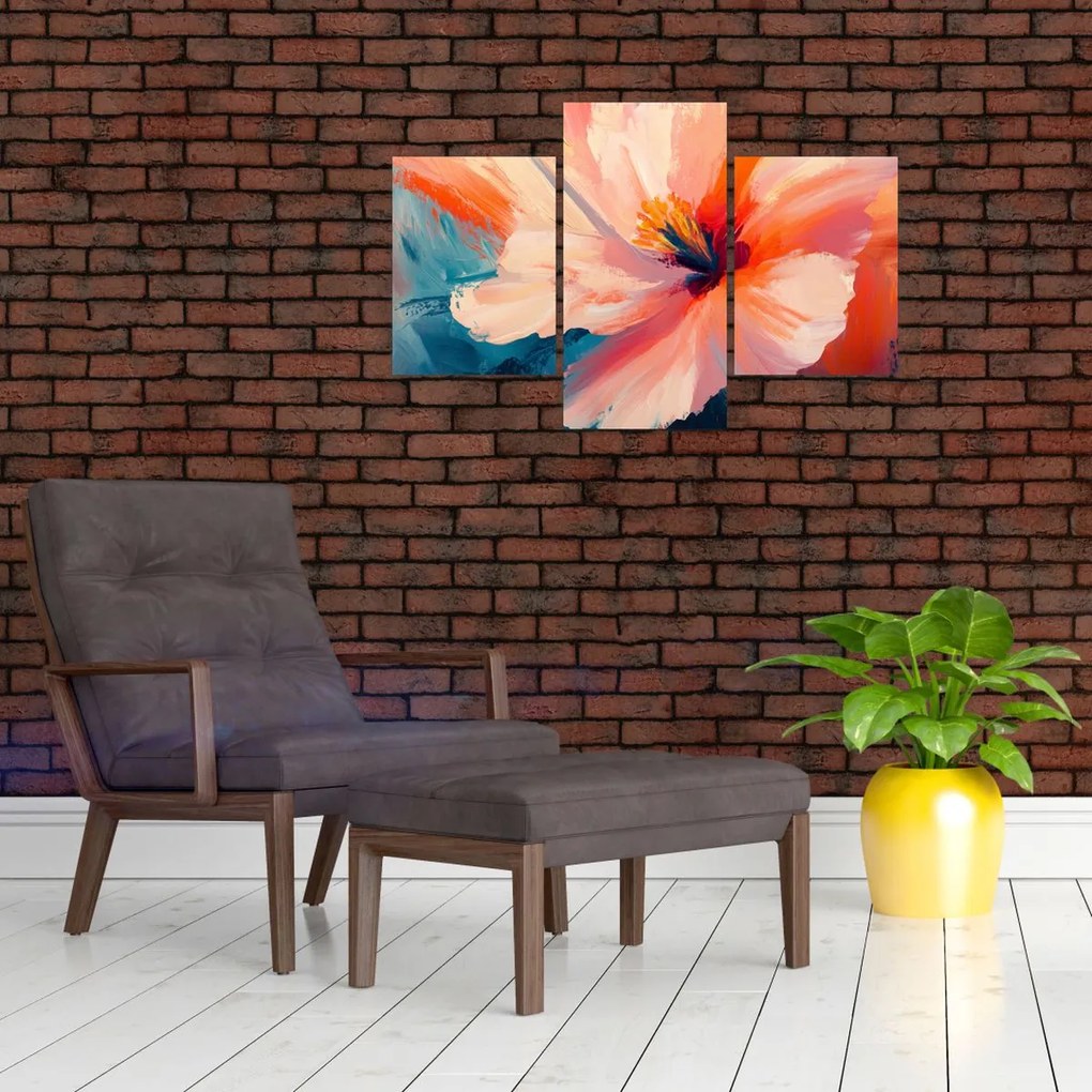 Obraz - Maľovaný kvet (90x60 cm)