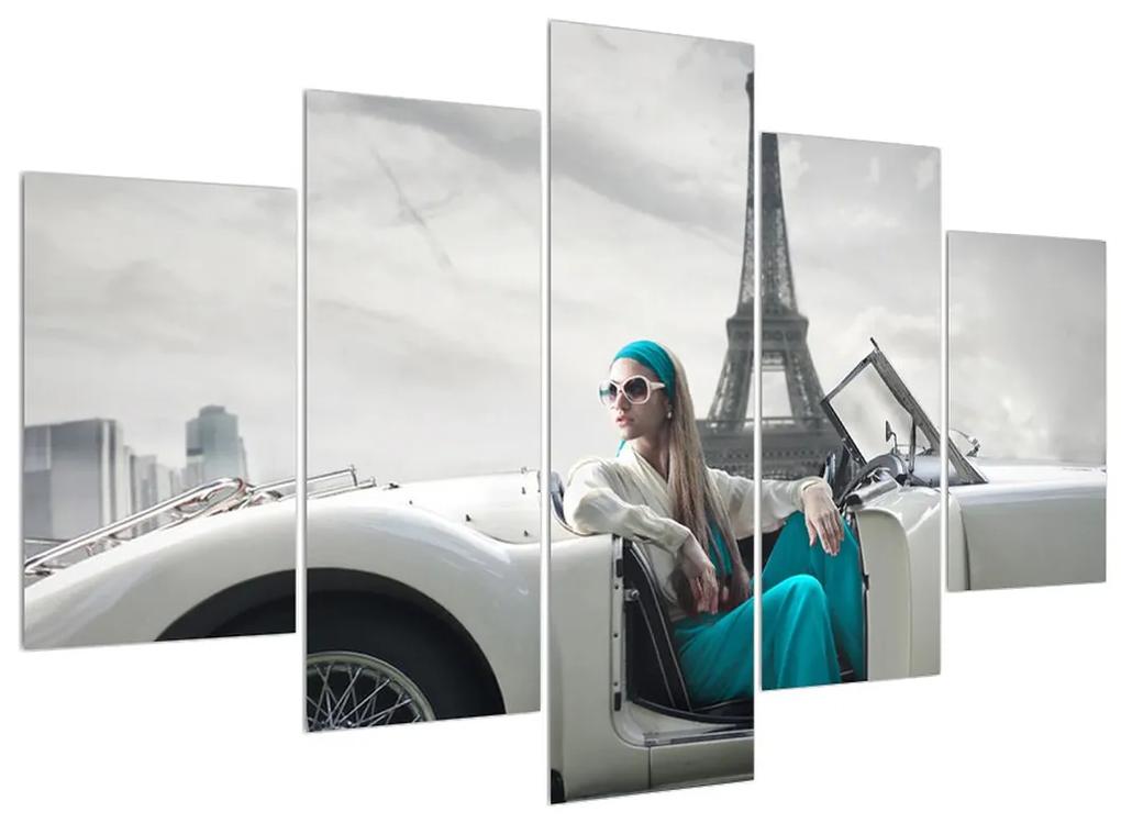 Obraz ženy a Eiffelovej veže (150x105 cm)
