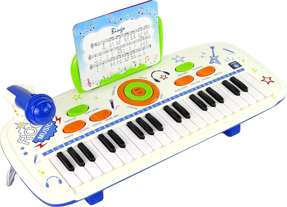LEAN Toys Elektrická klavírna klávesnica pre deti Blue USB MP3 poznámky