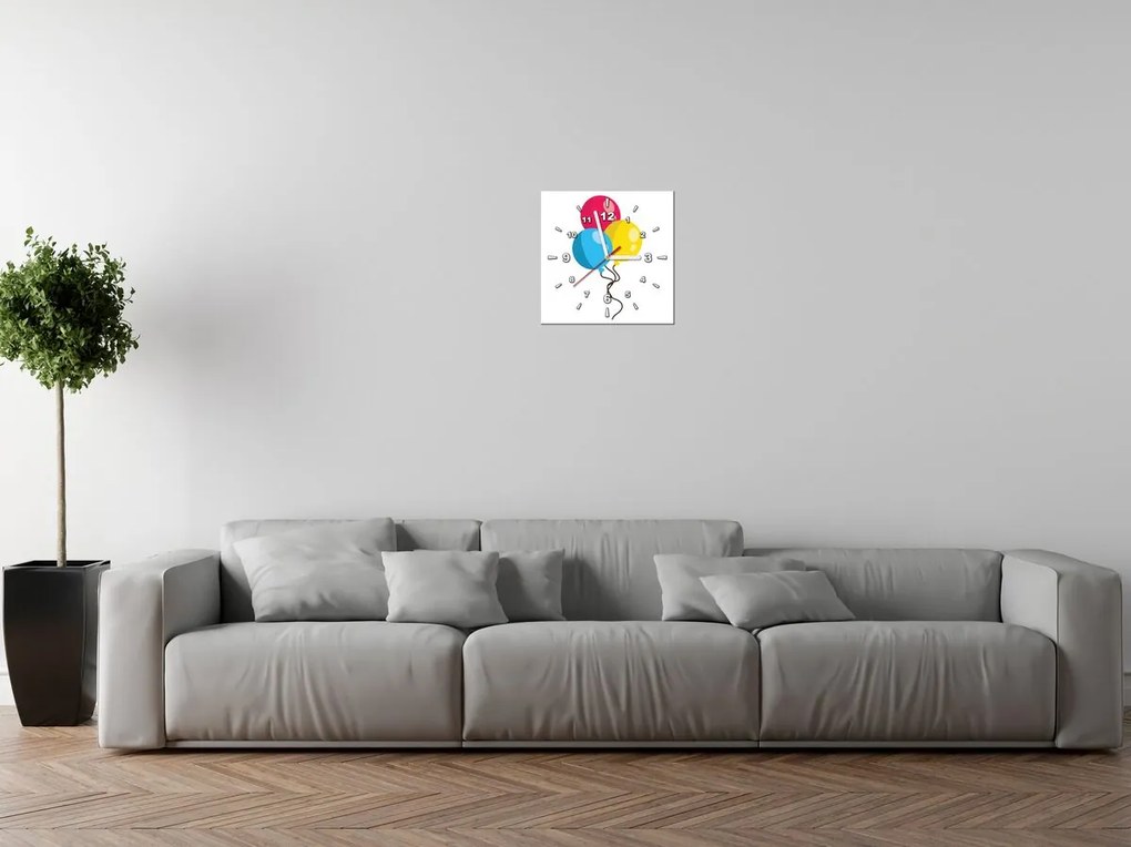 Gario Obraz s hodinami Farebné balóniky Rozmery: 30 x 30 cm