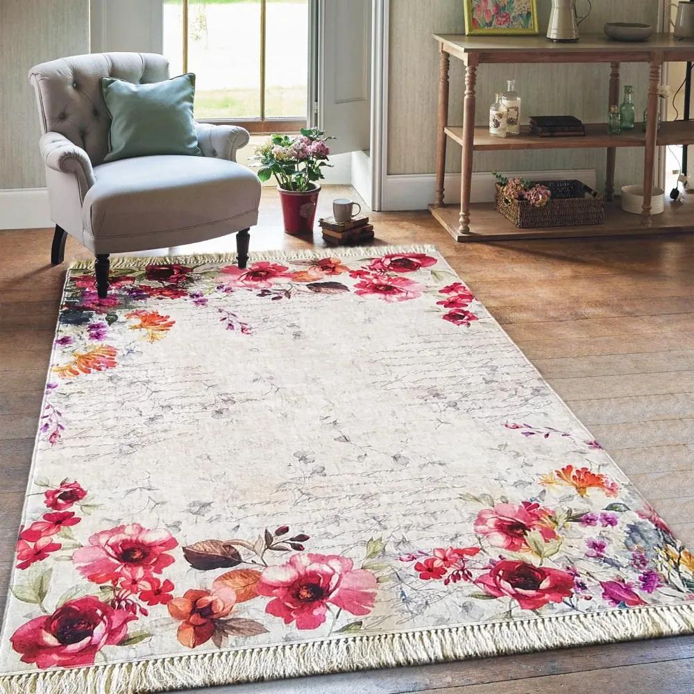 DomTextilu Krásny koberec do obývačky s výraznými kvetmi 19706-135156