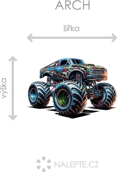 Monster truck 03 textilní prelepiteľná nálepka na stenu hárok 47 x 31 cm