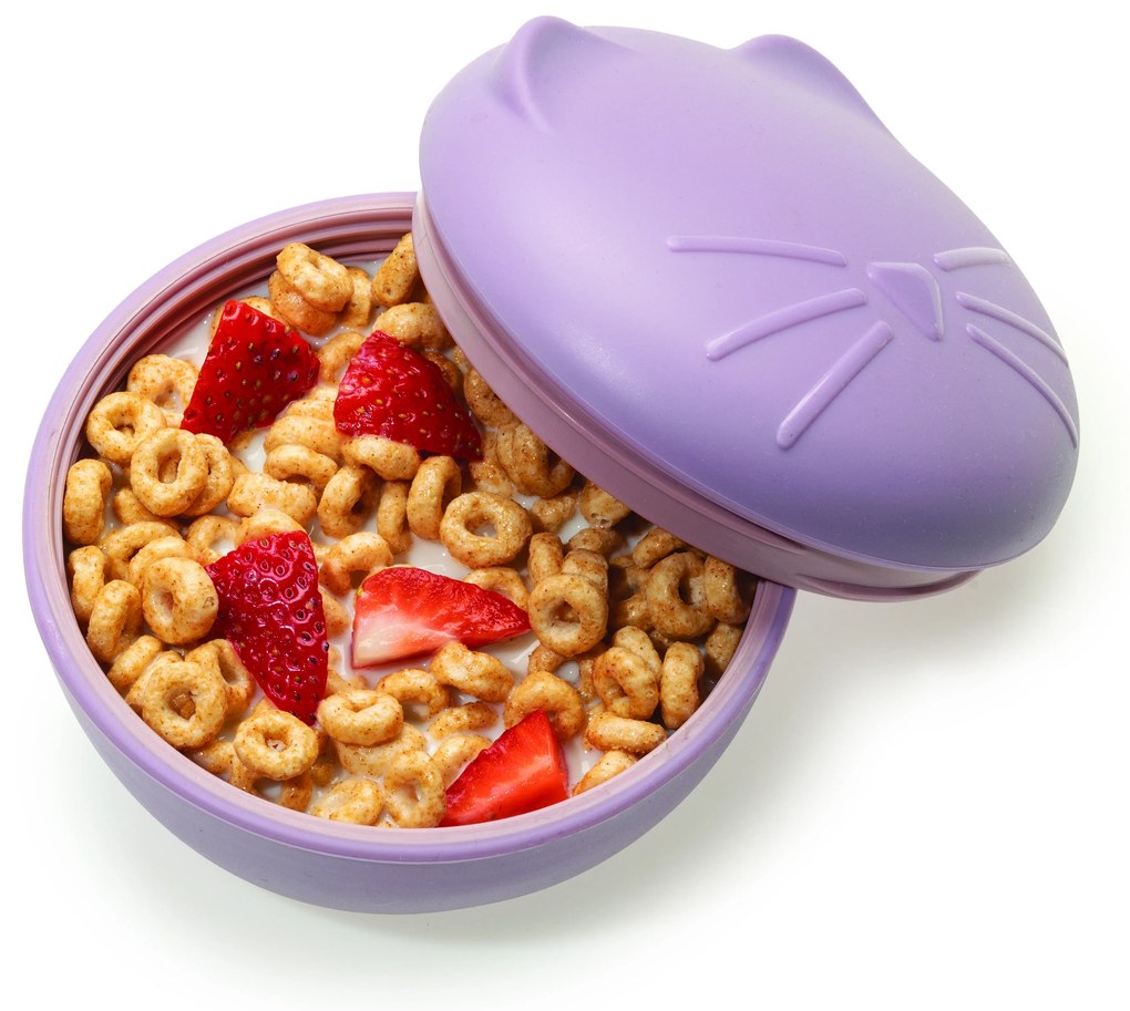 Silikónová škatuľka na desiatu s viečkom Mačka - 350 ml