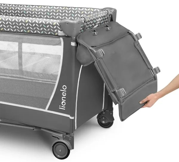 Lionelo - Cestovná postieľka FLOWER Sivá Scandi