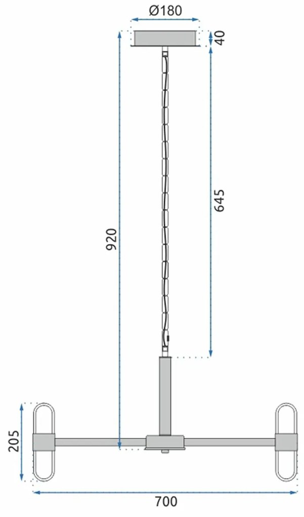 Toolight Toolight, LED závesné stropné svietidlo 6x20W APP770-6C + diaľkový ovládač, čierna, OSW-05021