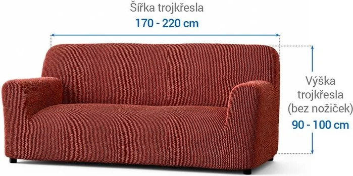 Bielastické poťahy COSTINA medená dvojkreslo (š. 120 - 160 cm)