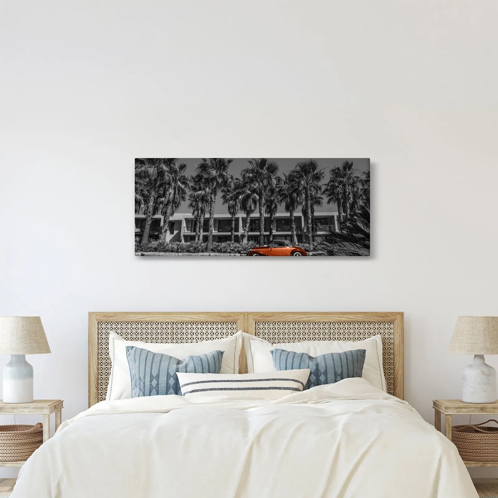 Obraz - Retro červené auto (120x50 cm)