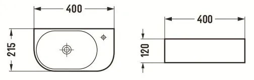 Mexen Viera, umývadlo na dosku 40x21x12 cm, ľavé, biela, 21274000L