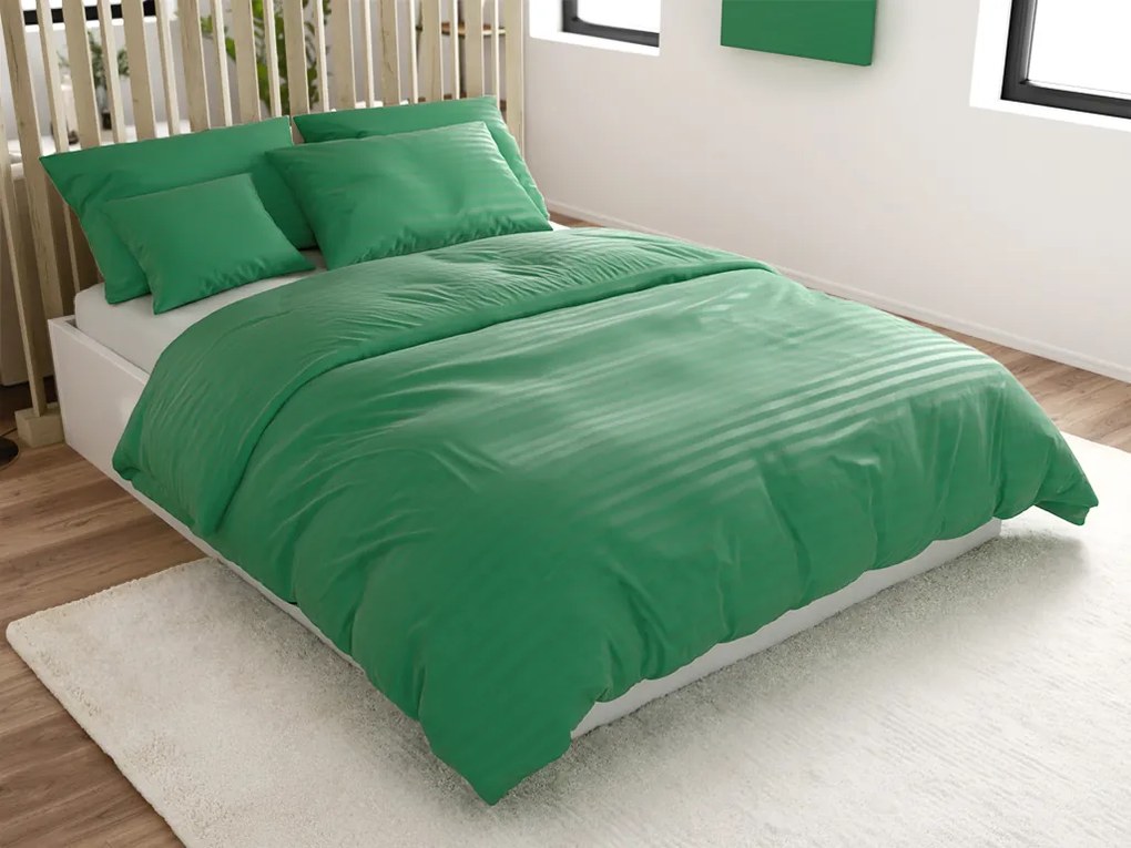 Hotelové obliečky z mikrovlákna JASMINE tmavo zelené - prúžok 2 cm Rozmer obliečky: 2 ks 70 x 90 cm | 200 x 220 cm