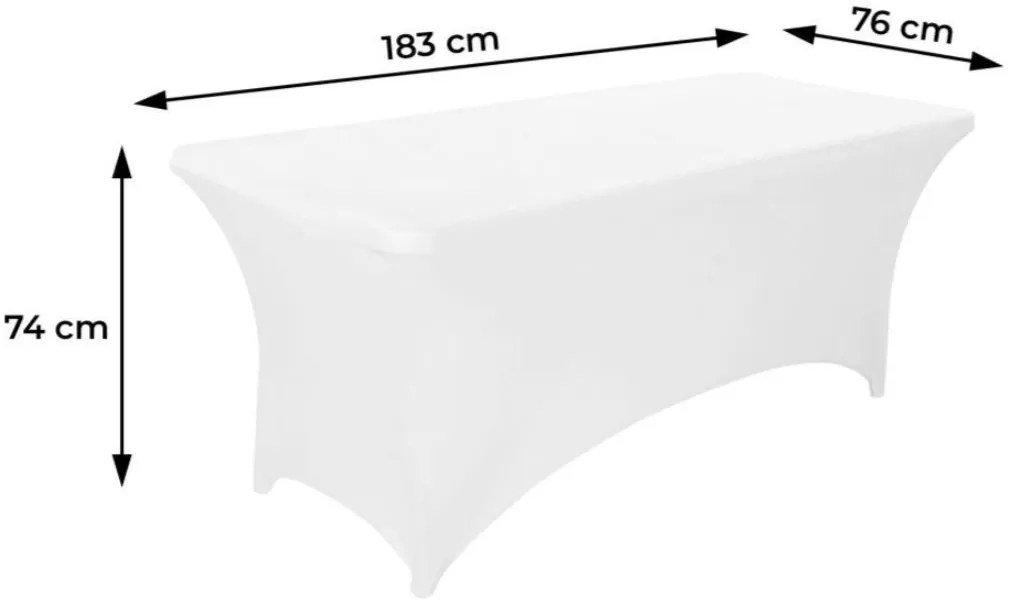 Poťah na cateringový stôl 180cm elastický biely