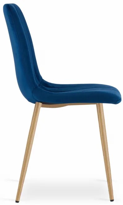 Jedálenská stolička LAVA zamatová modrá / drevené nohy