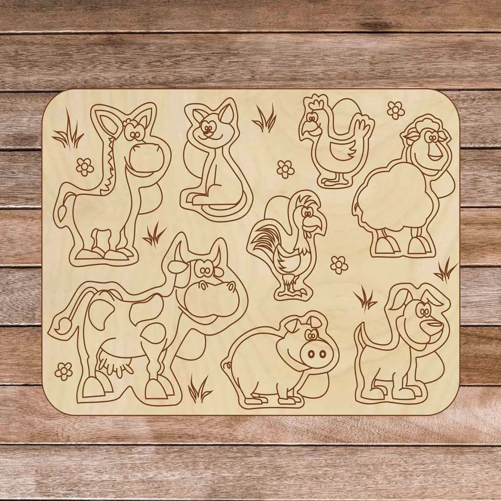 SENTOP | Detská drevená puzzle vkladačka - Zvieratká na farme 8 dielikov | SENTOP H024