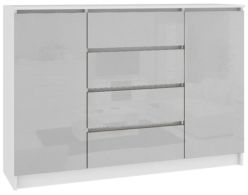 Komoda ARMARIA K140 2D4SZ, 138x99x40, biela/biela lesk