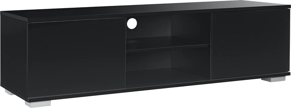 [en.casa] Skrinka pod TV AASB-7004 - 120x34,5x40 cm - čierna lesklá