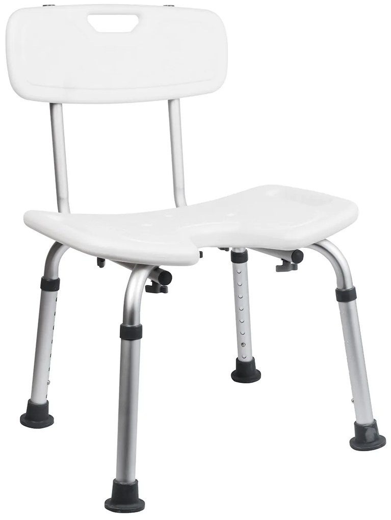 BISK Erga Handicap PRO, obdĺžniková stolička do kúpeľne s chrbtovou operou 495x545x840 mm, biela, ERG-07658