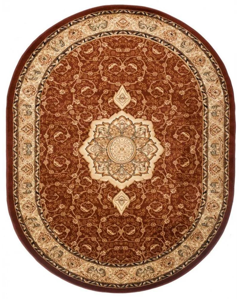 Kusový koberec klasický vzor 2 hnedý ovál 150x295cm