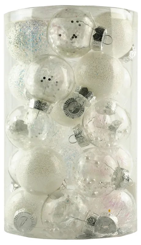 DECOLED Sada ozdôb, d. 6 cm, biela