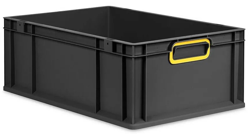 Sada 4 kusov - Eurobox Next Gen 2.0 Cycle - Stohovateľný kontajner s uzavretými rukoväťami - Žltý - 600 x 400 x 220 mm - Antracit