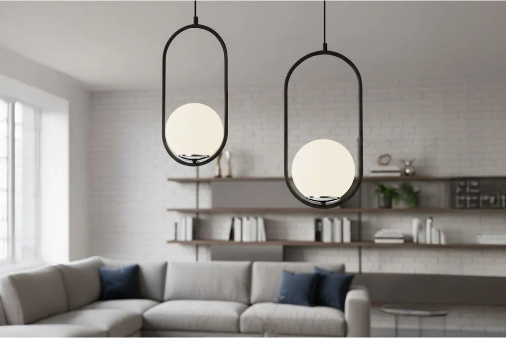 Závesné svietidlo Florence, 2x biele sklenené tienidlo, b/ch, UI