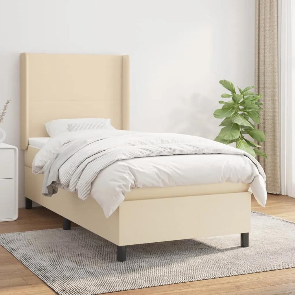 Boxspring posteľ s matracom krémová 100x200 cm látka 3131254