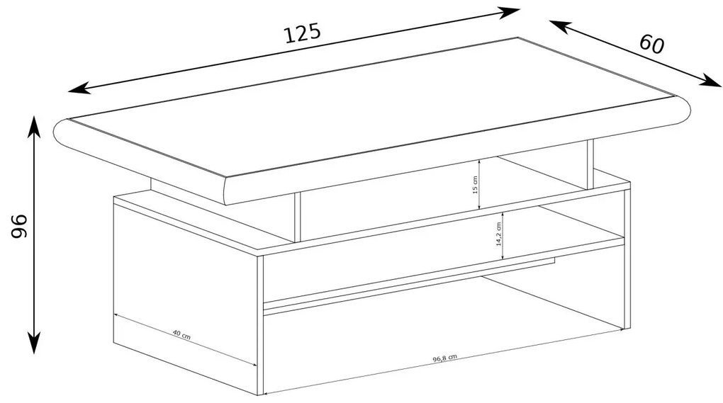 Konferenčný stolík Kenny 13 (craft biely + craft zlatý). Vlastná spoľahlivá doprava až k Vám domov. 1057838