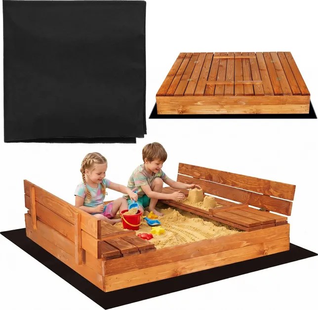 Drevené uzavreté pieskovisko 150x150 cm Springos SB150ZZ - impregnované
