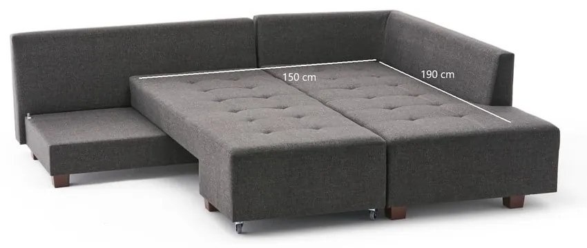 Tmavosivá rozkladacia rohová pohovka (pravý roh) Manama – Balcab Home