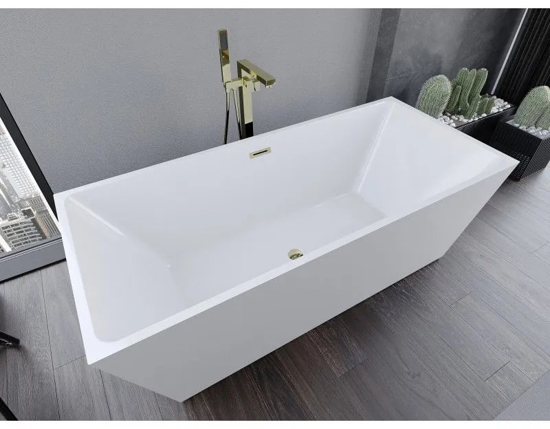 Mexen Lita, voľne stojaca vaňa 170 x 75 cm, biela, zlatý lesklý prepad, 52121707500-50