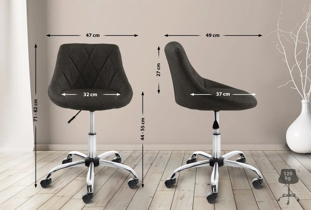 Design-Shop Pracovná stolička Lazio - látka - Tmavo sivá
