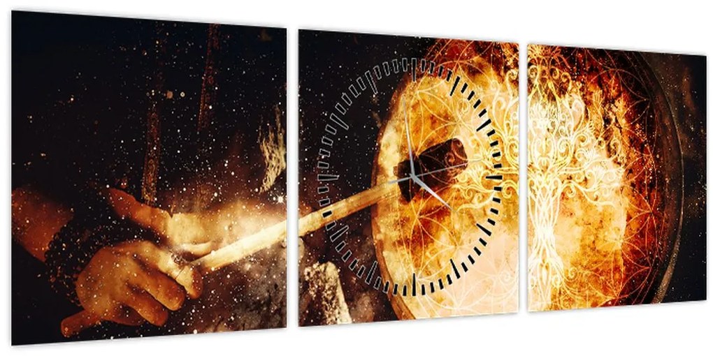 Obraz - Šamanská bubon (s hodinami) (90x30 cm)