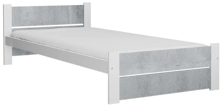 Posteľ IKAROS DOUBLE 90 x 200 cm, betón/biela Rošt: Bez roštu, Matrac: Bez matraca
