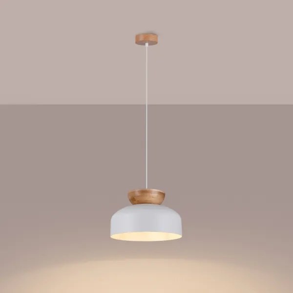 Sollux SL.1350 - Luster na lanku MARION 1xE27/15W/230V pr. 29,5 cm biela