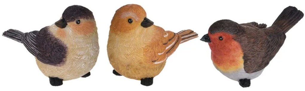 Záhradná figúrka z polistone Little Birds, sada 3ks, 9 cm, viacfarebná