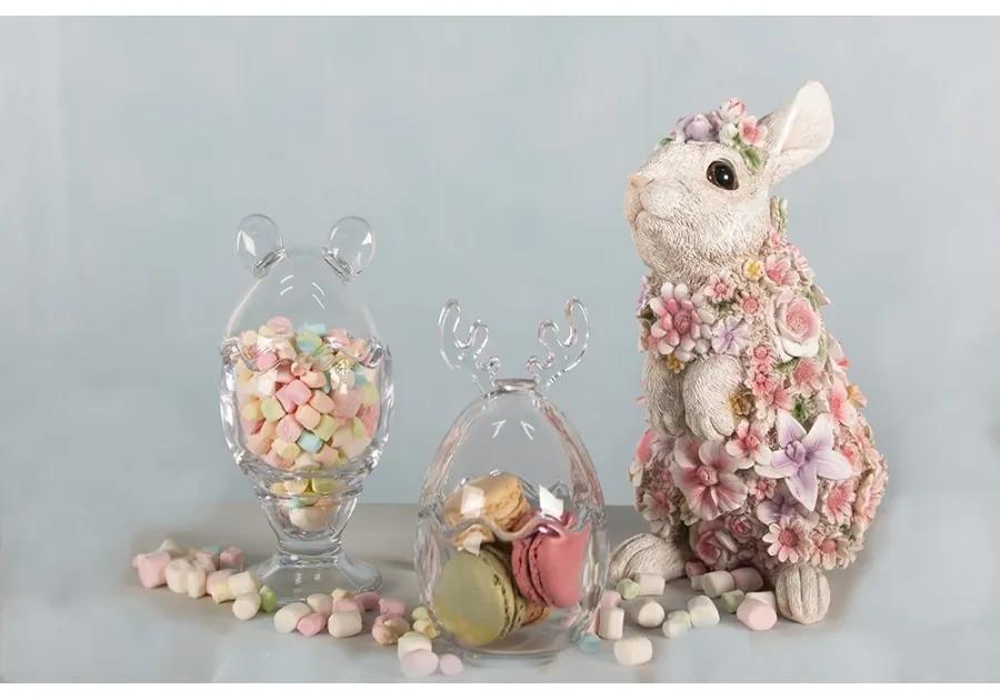 Dekoratívna soška králiček posiaty kvetmi - 16*35*25cm