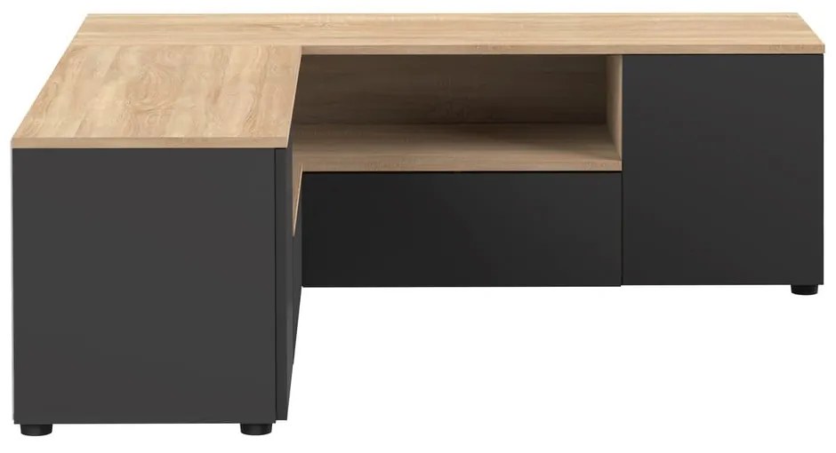 TV stolík v dekore duba v čierno-prírodnej farbe 130x46 cm Angle – TemaHome