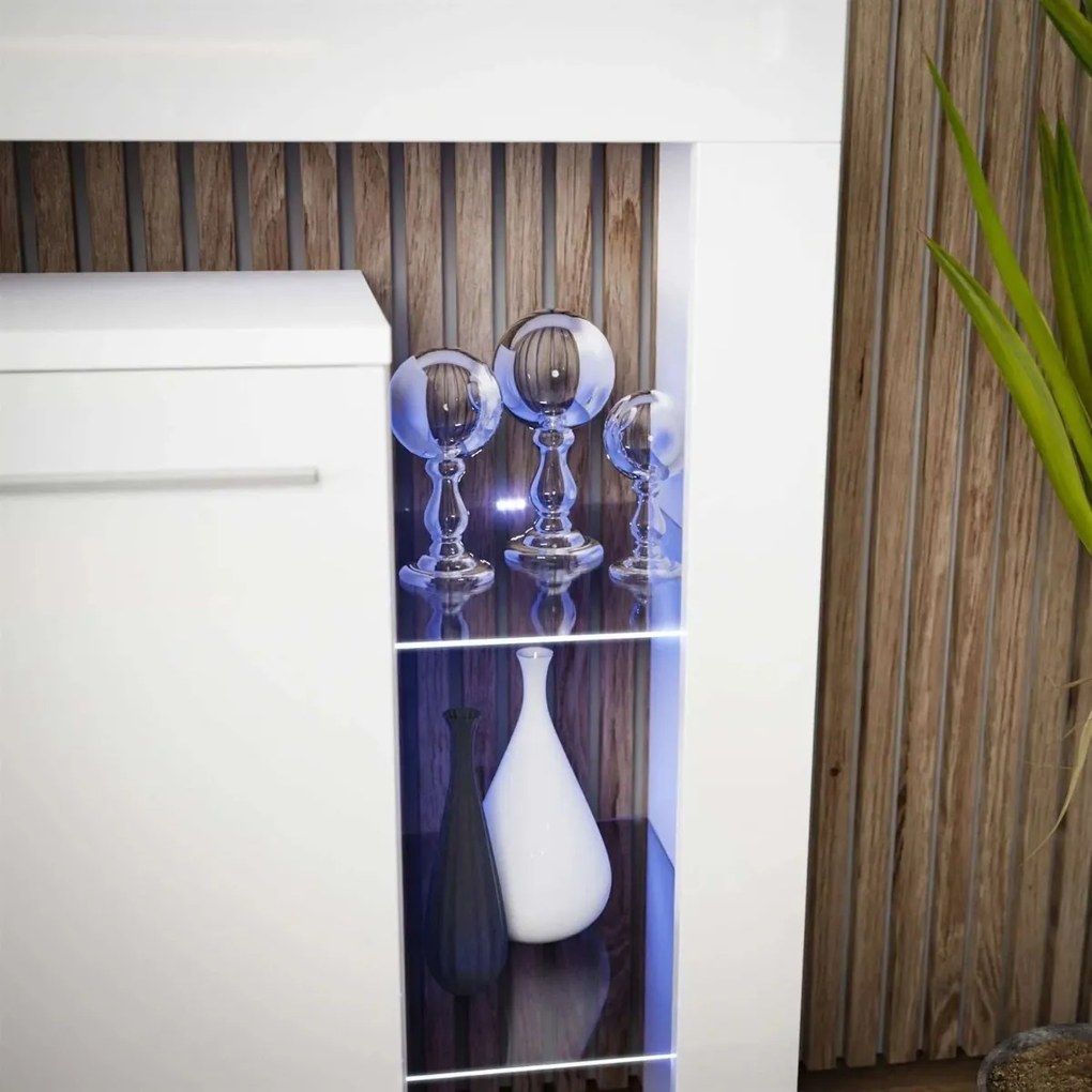 KOMODA ELIS LED BIELA BIELE ZÁSUVKY VYSOKÝ LESK 170 cm