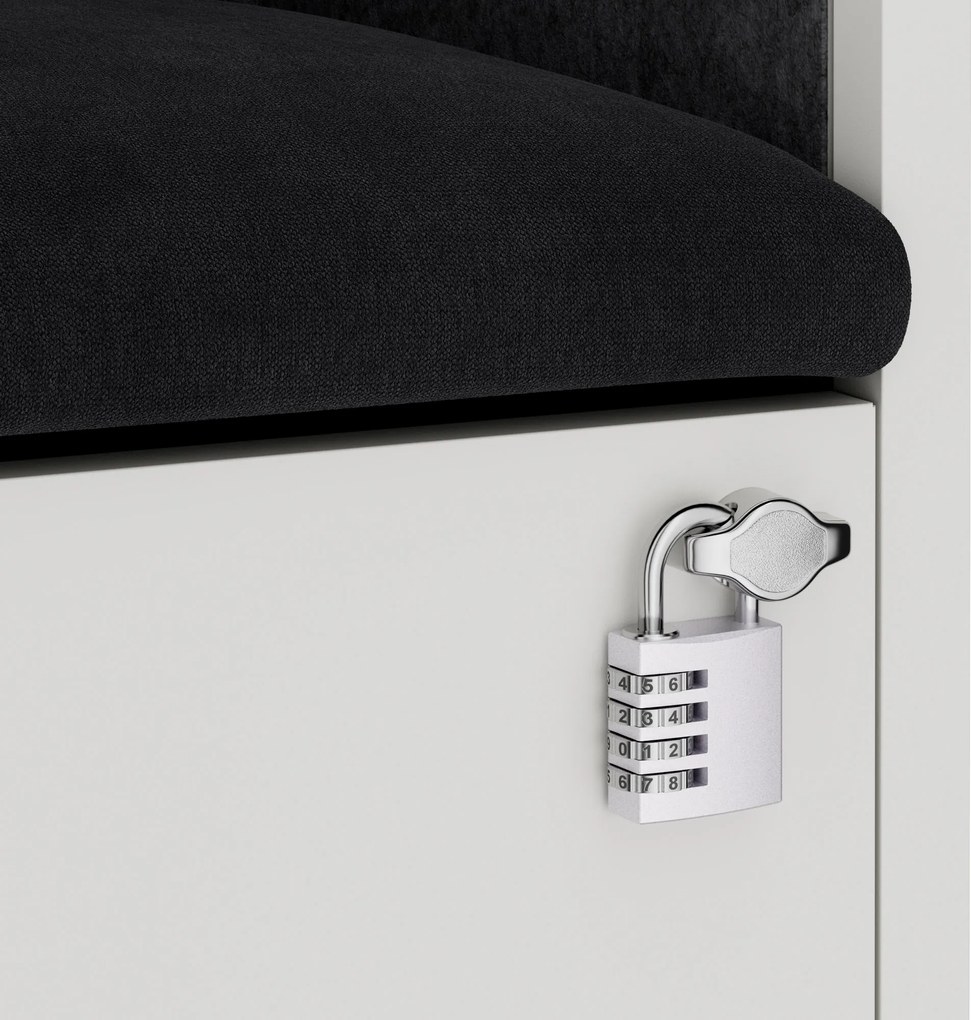 Akustická kabína SALLY MentalBox 600 mm – biely korpus, tmavosivé sedadlo