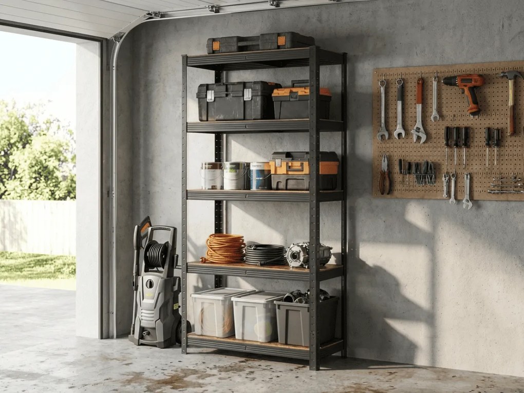 Kovový policový regál TAYLOR 5 políc 150x75 cm