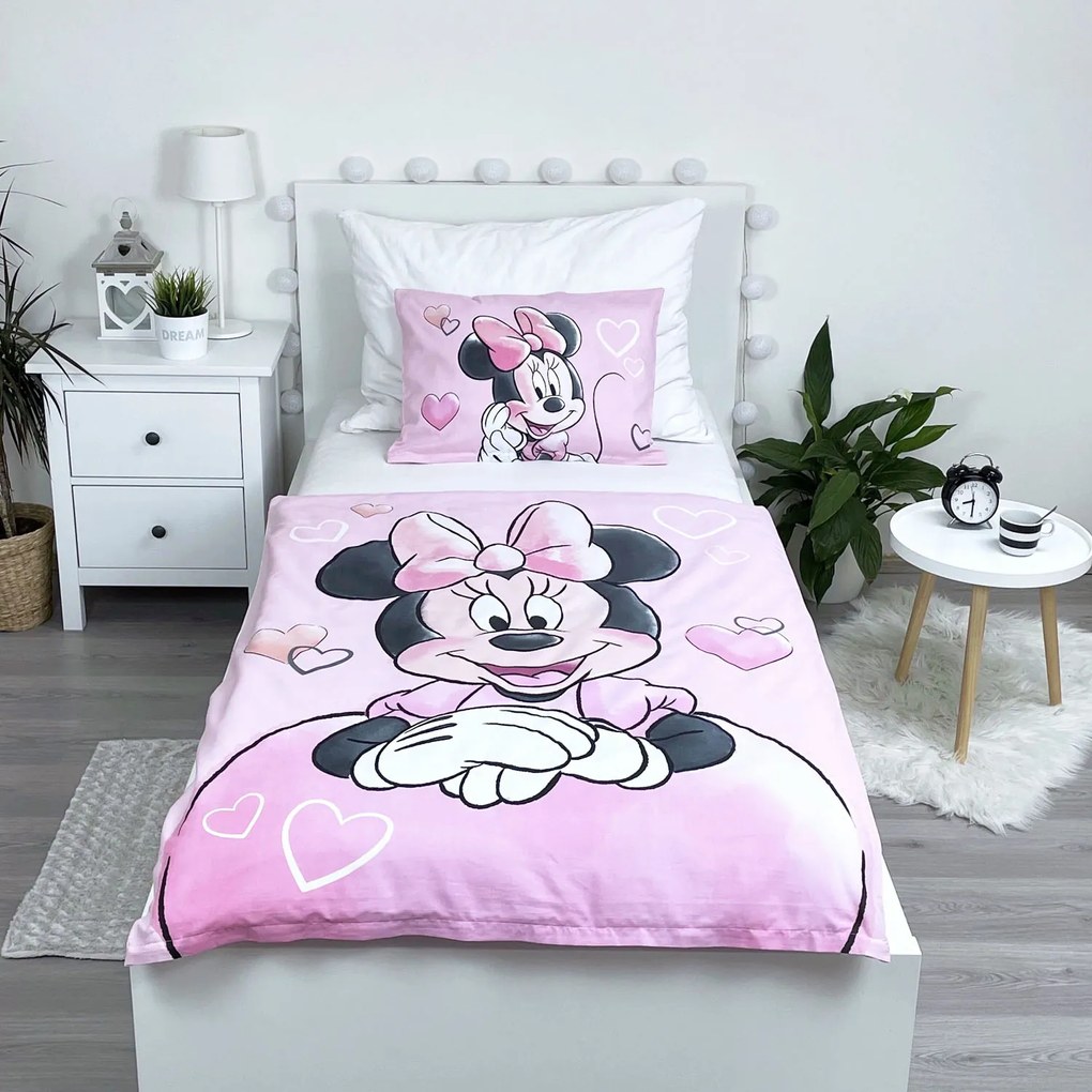 DETSKÉ BAVLNENÉ OBLIEČKY BABY MINNIE 100X135 CM, 1KS 40X60 CM VZOROVANÉ