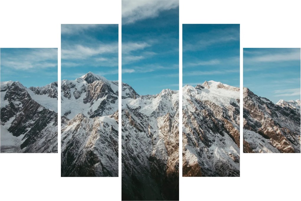Obraz zasnežených vrcholkov, Fiordland (150x105 cm)