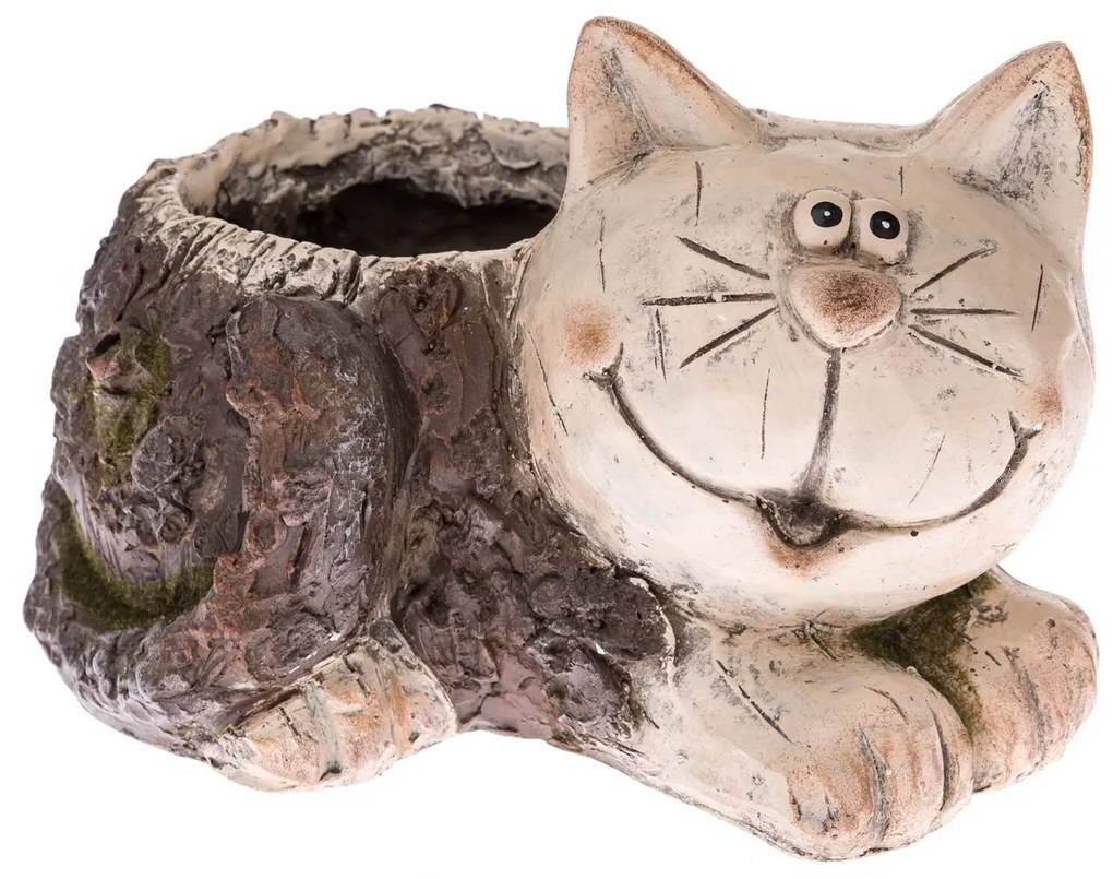 Keramický obal na kvetináč Ležiaca mačka, 22 x 19 x 29,5 cm