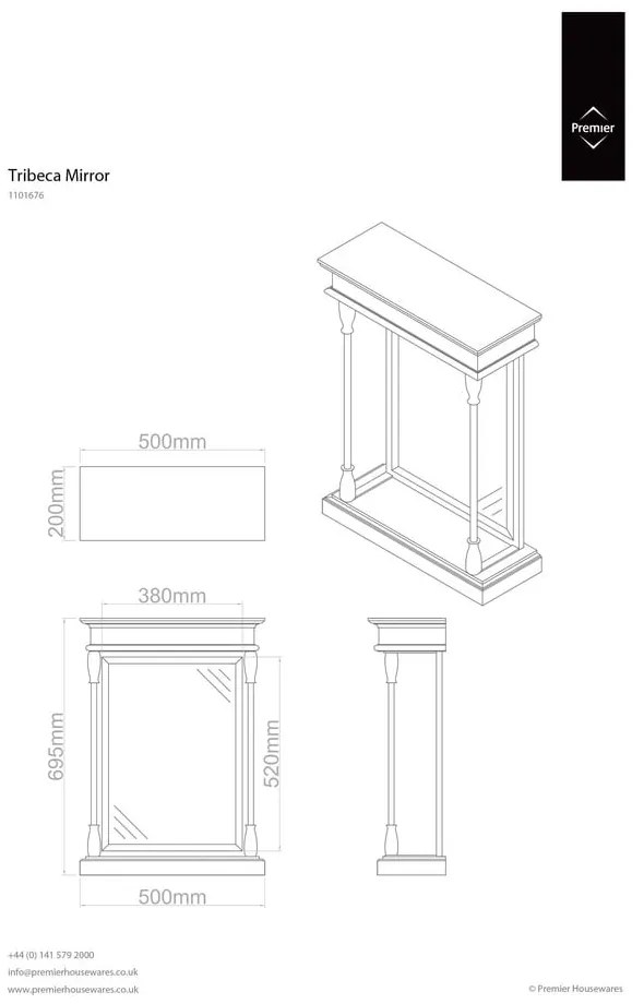Nástenné zrkadlo s dreveným rámom 50x70 cm Tribeca – Premier Housewares