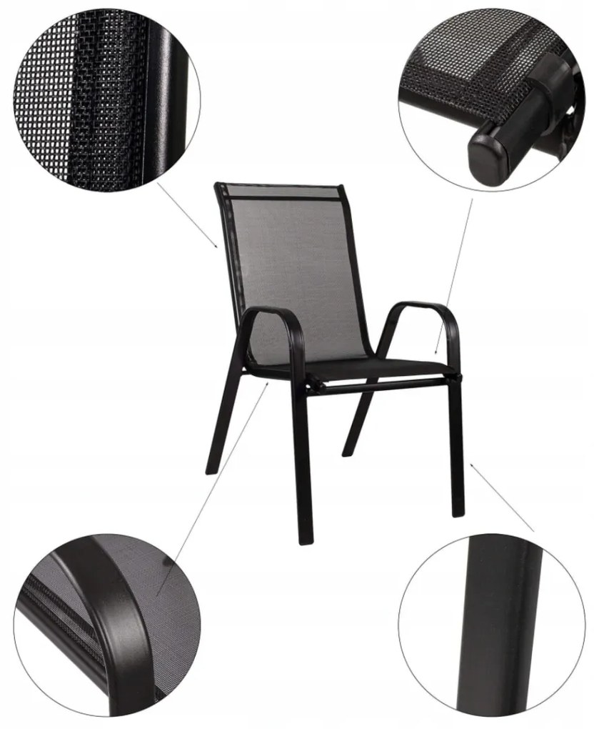 TEXIM Záhradná jedálenská zostava - stôl VIKING XL + 6x stolička RAMADA, hliník + umelé drevo / oceľ + textil