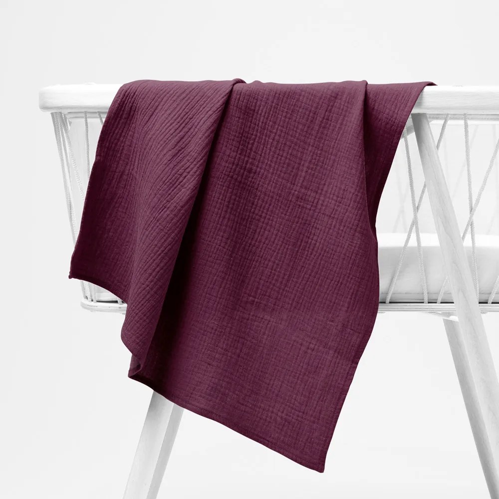 Biante Mušelínová plienka/dečka Nature MSN-044 Burgundská vínová - ZVÝHODNENÁ SADA 3 KS 120x120 cm - Sada 3 ks